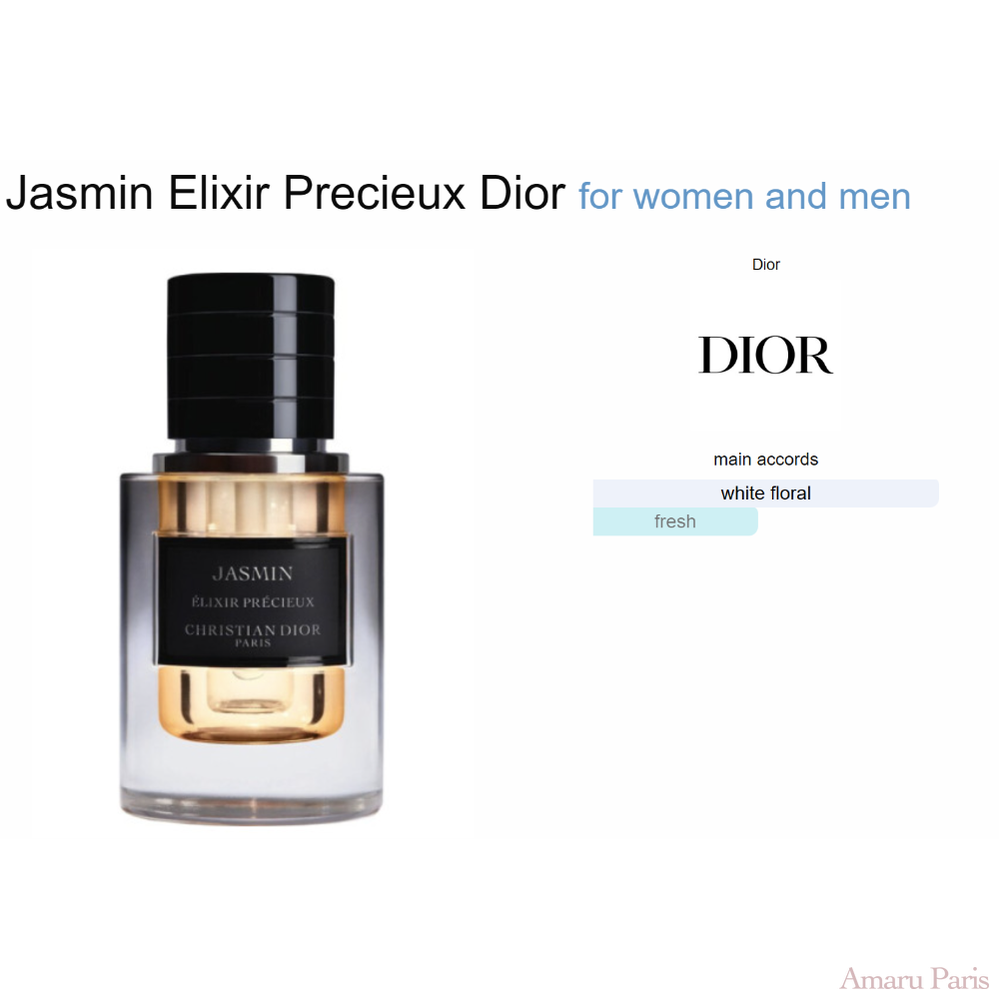 Parfum Jasmin Elixir Precieux Dior unisexe AmaruParis