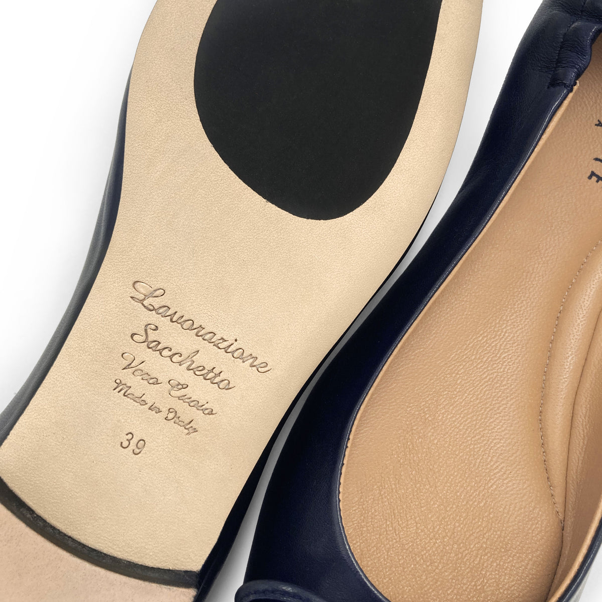 Blaue Sacchetto-Ballerinas aus Leder