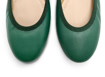 Ballerina con elastico in pelle verde