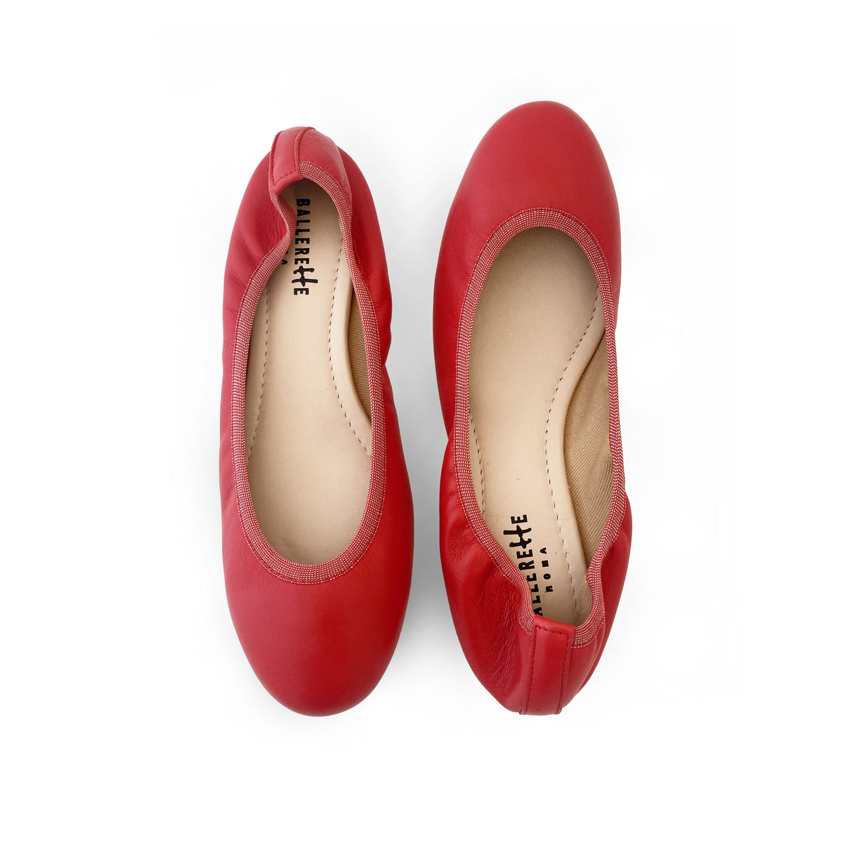 Ballerine con elastico in pelle corallo