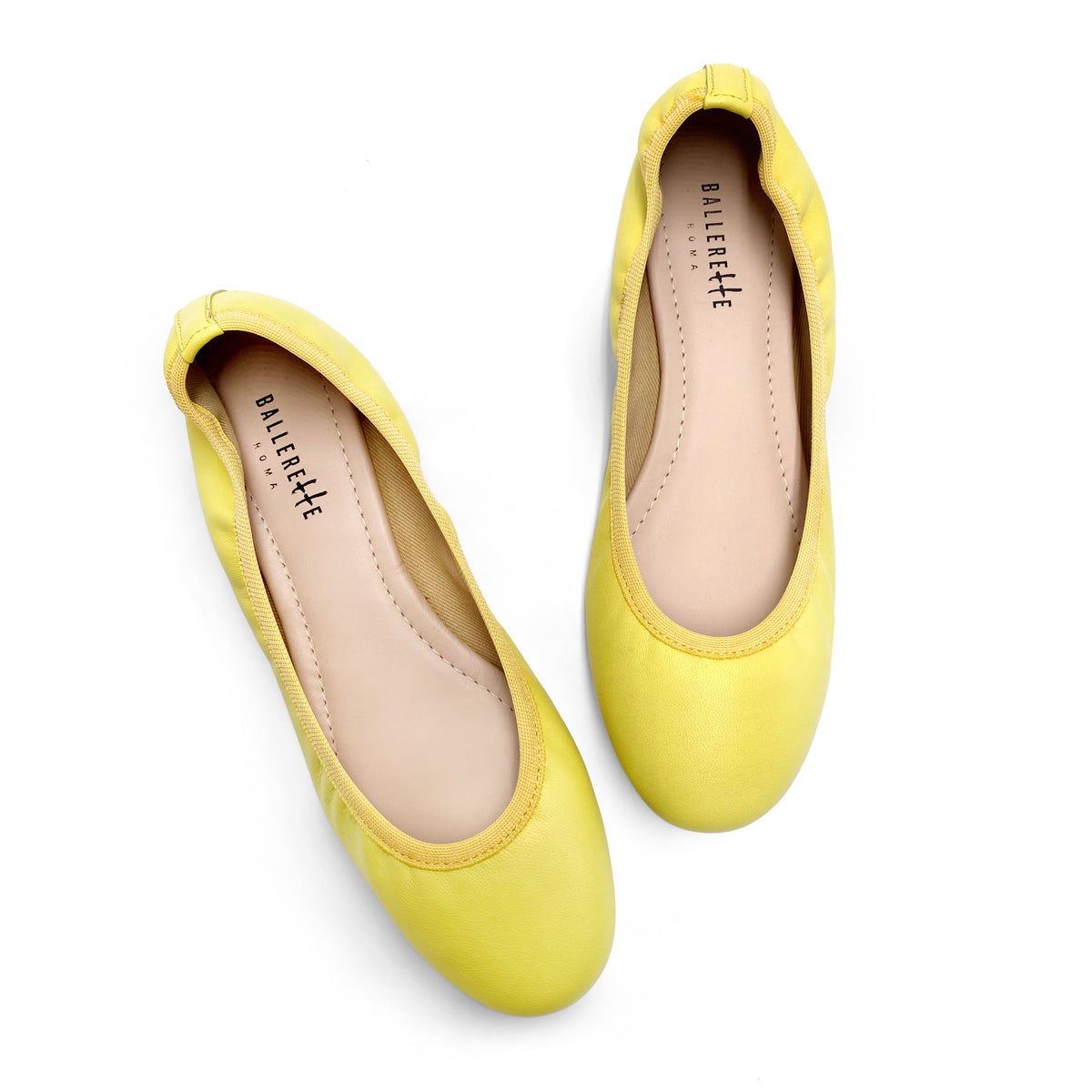 Ballerine con elastico in pelle giallo limone