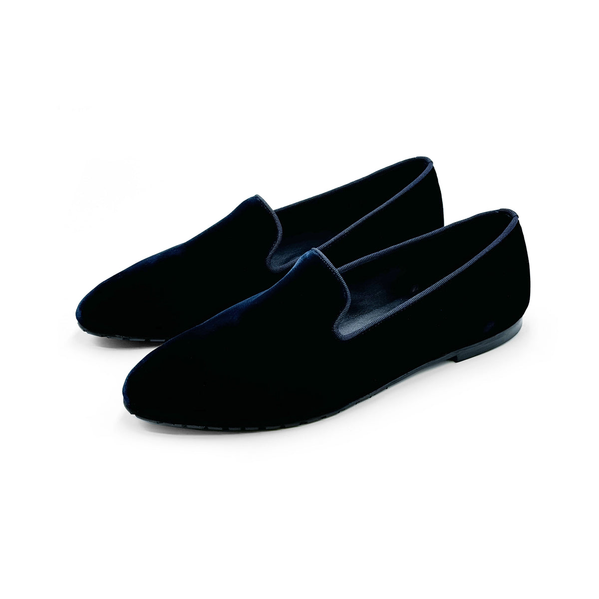 Slippers femme en velours bleu