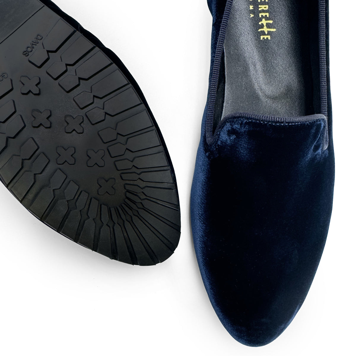 Slippers da donna blu in velluto