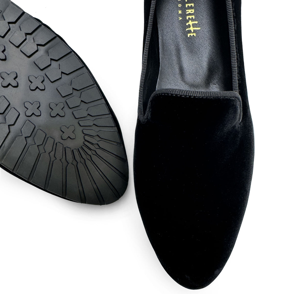 Slippers da donna nere in velluto
