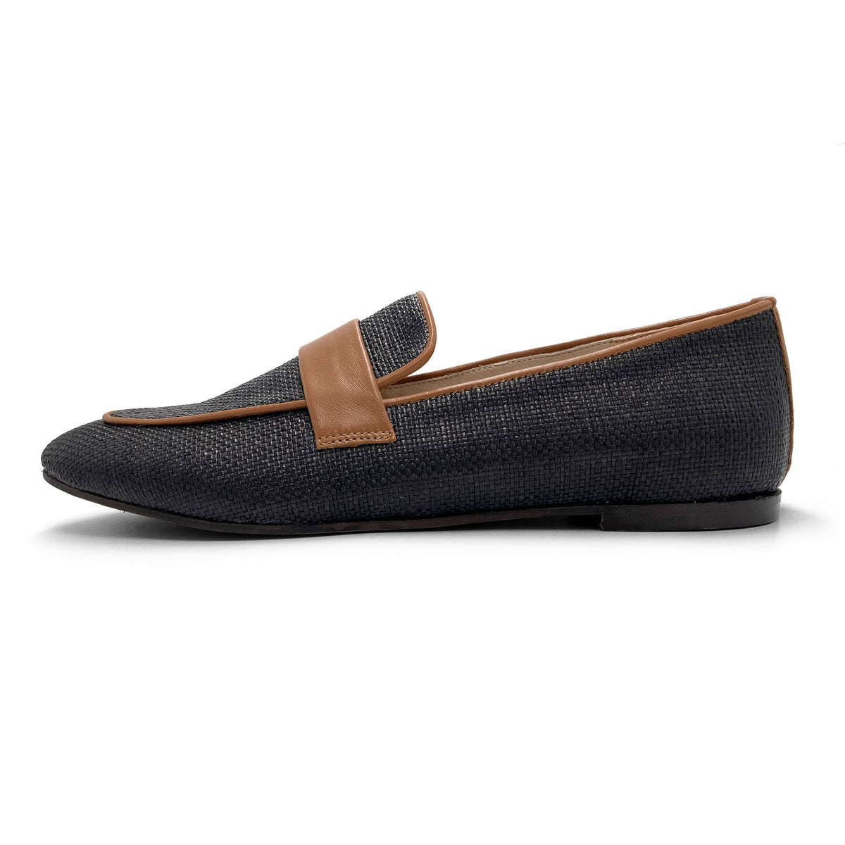 Schwarze Damen-Sommer-Mokassins aus Raffia