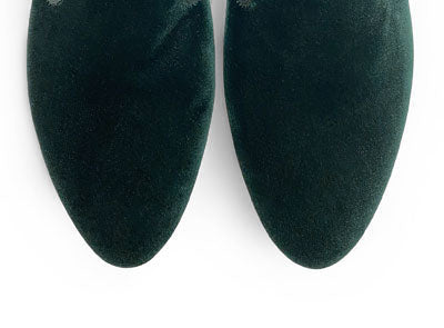 Slippers da donna verdi in velluto