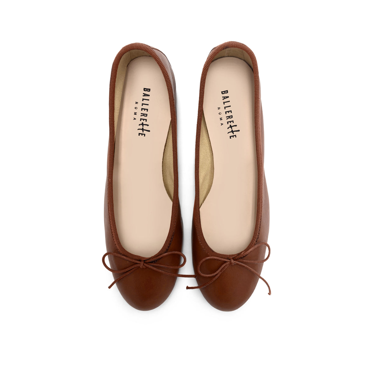 Ballerine in pelle marrone con tacco alto
