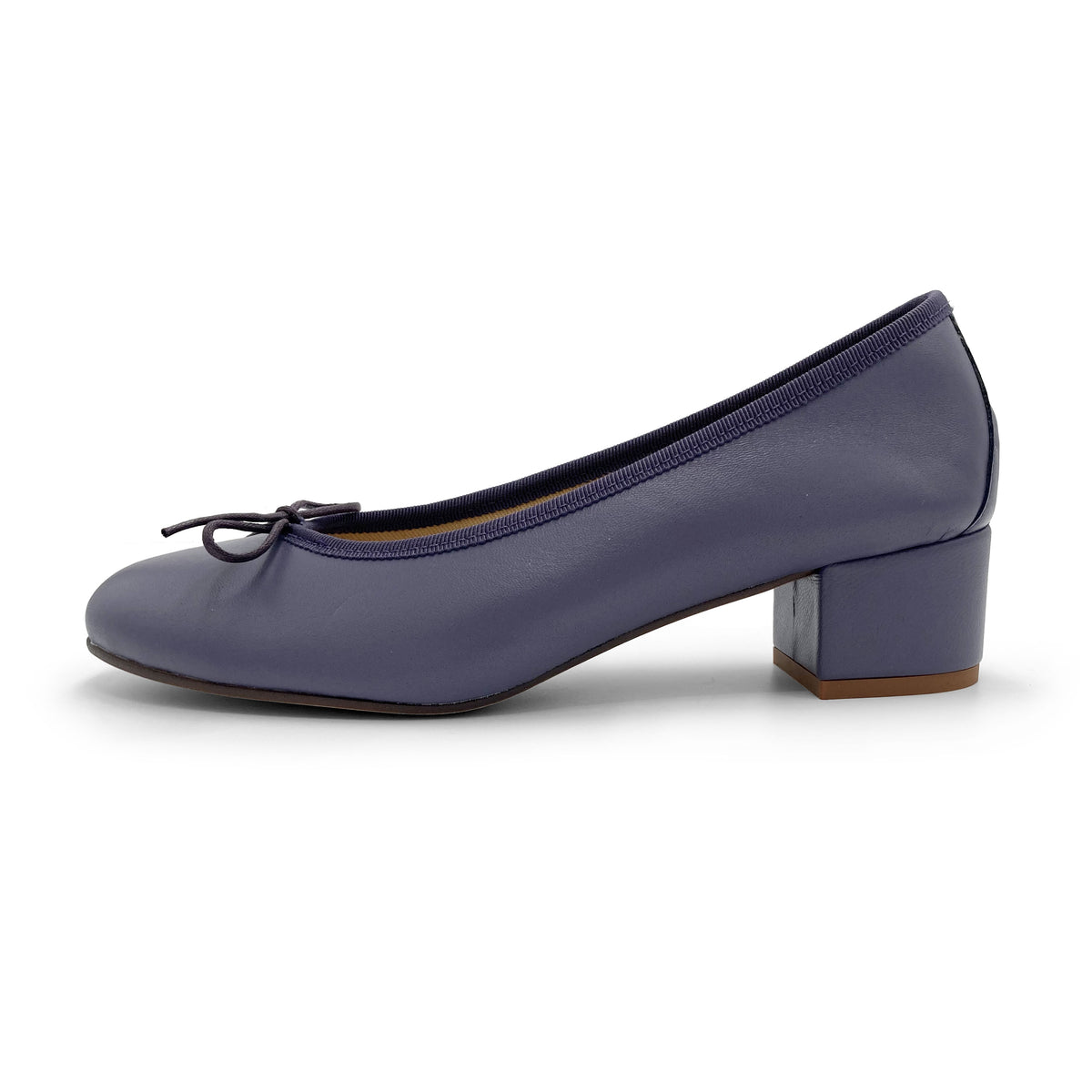 Weinrote Lederballerinas mit hohem Absatz