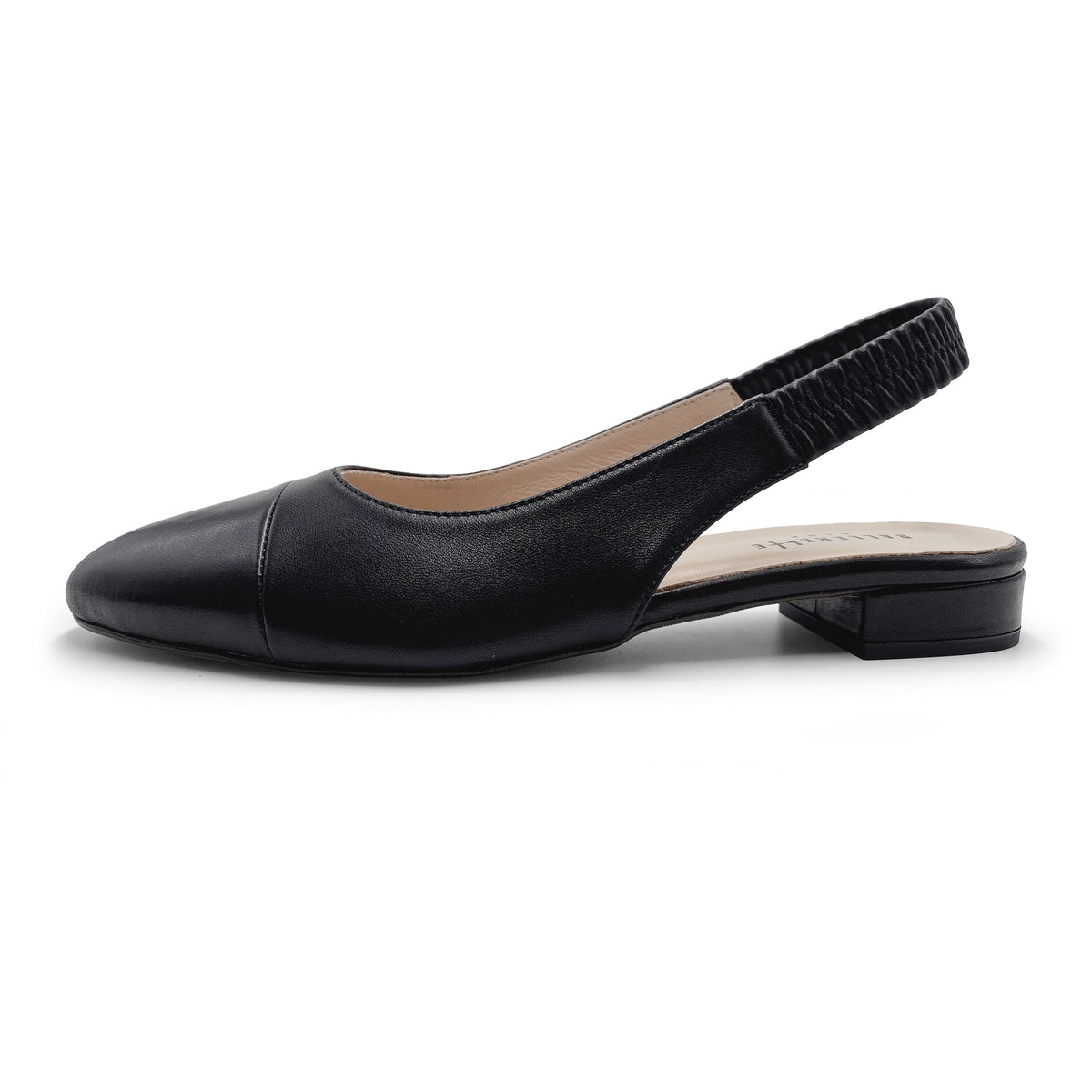 Ballerines slingback en cuir noir