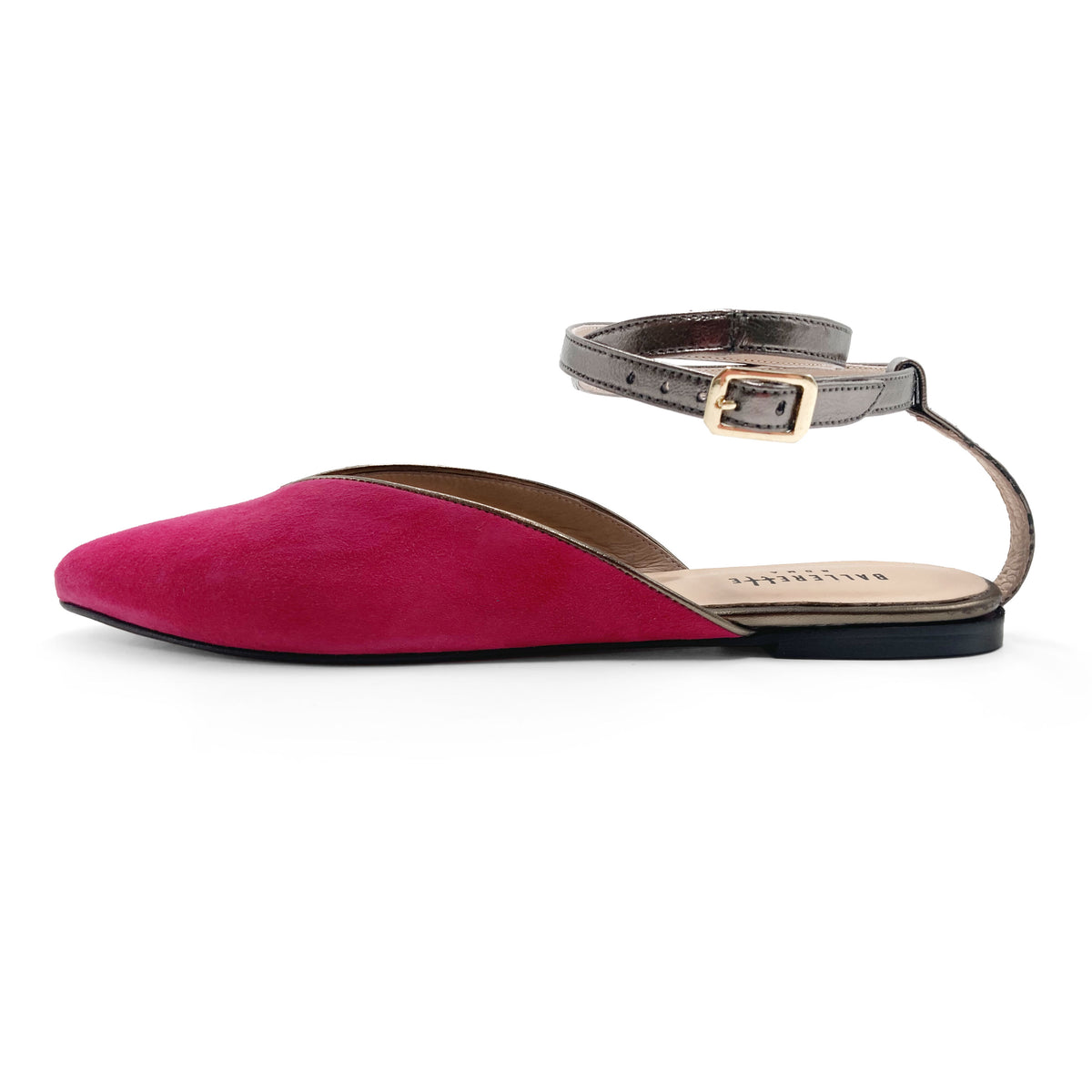 Sommer Mule Schuhe aus fuchsia Wildleder