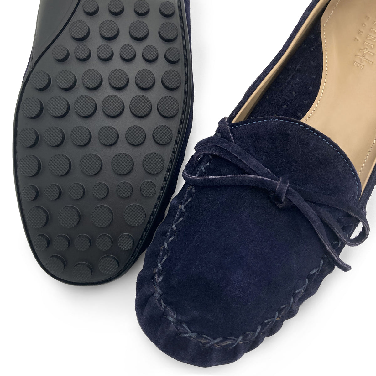 Mocassins femme bleu marine en daim