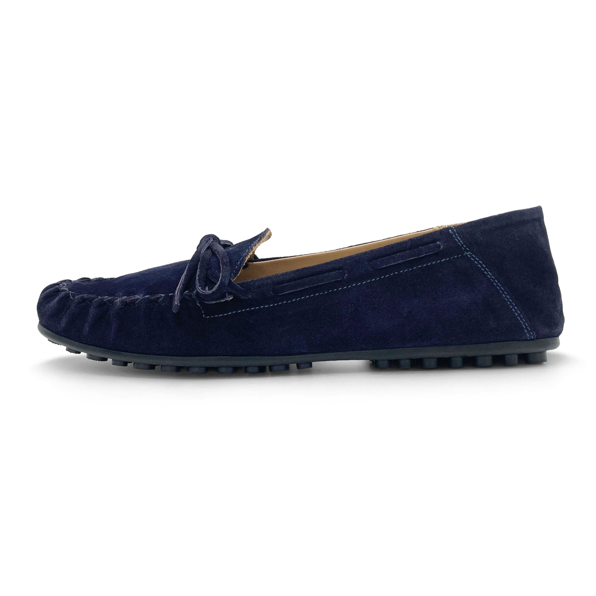 Mocassins femme bleu marine en daim