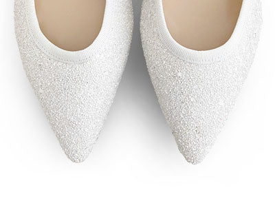 Ballerine a punta glitterate bianche