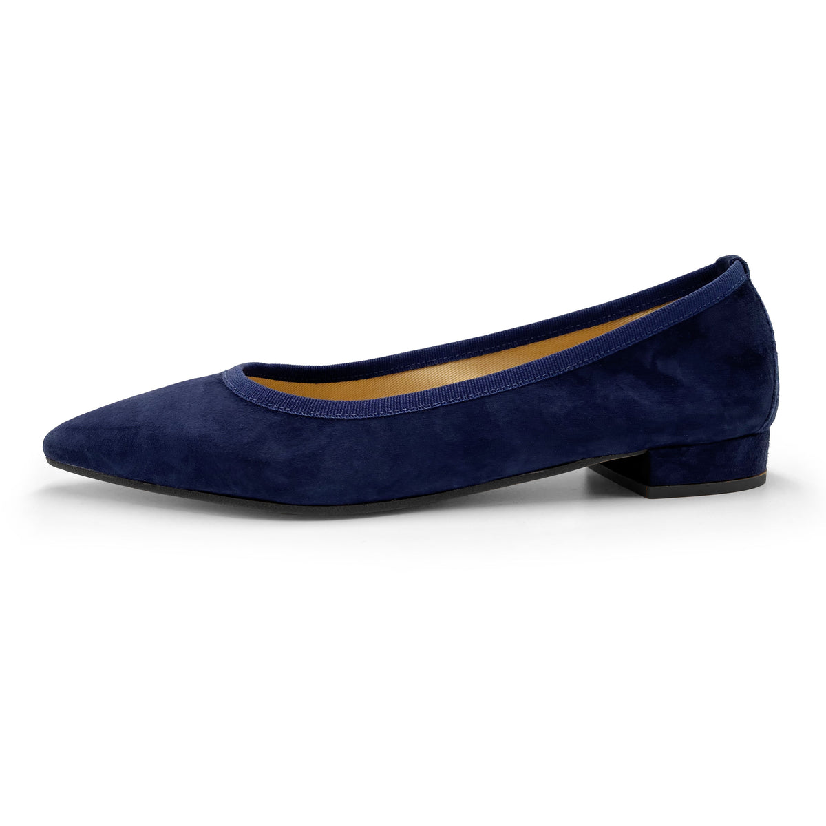 Ballerine a punta blu in camoscio