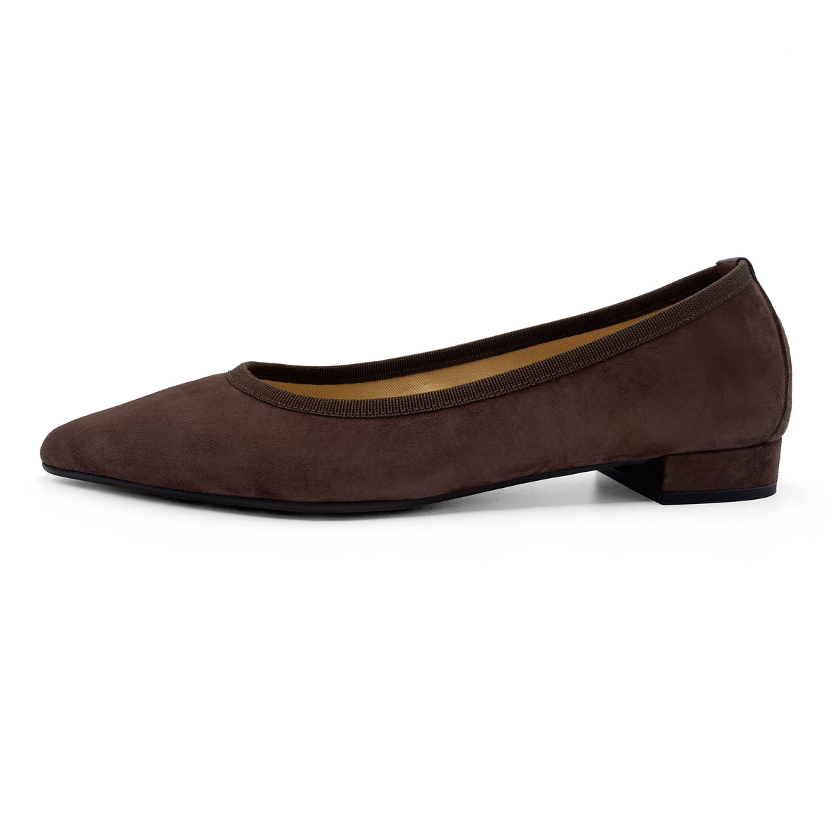 Braune spitze Wildlederballerinas