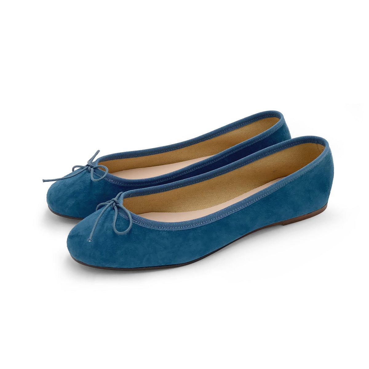 Ballerines en daim bleu céruléen