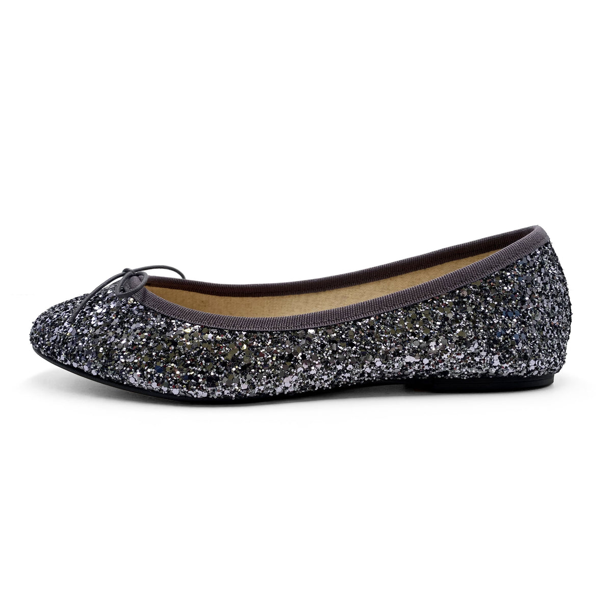 TT GO GREEN Kollektion - Eisenfarbe Glitzer-Ballerinas aus ECO-Stoff