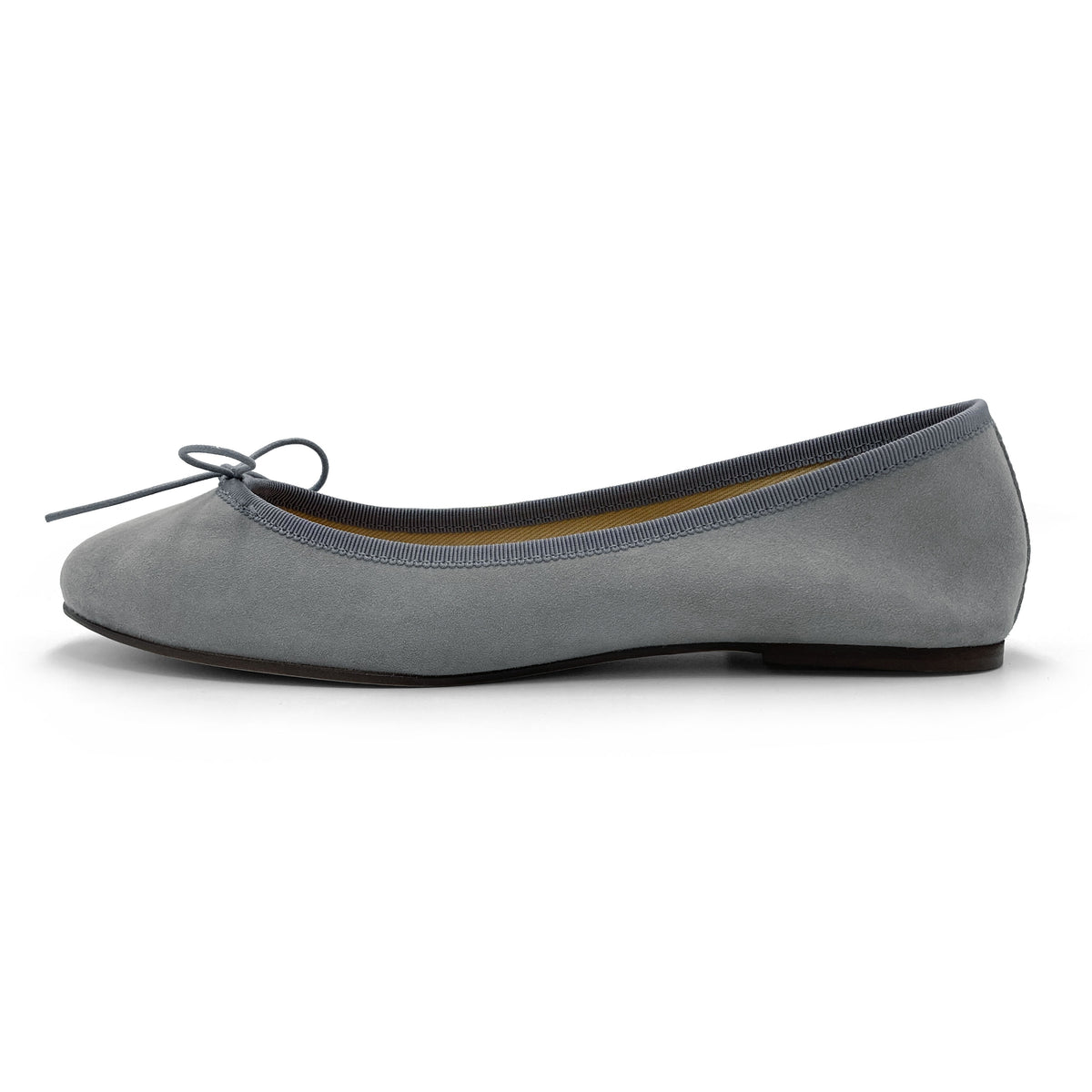 Graue Ballerinas aus Wildleder mit runder Spitze