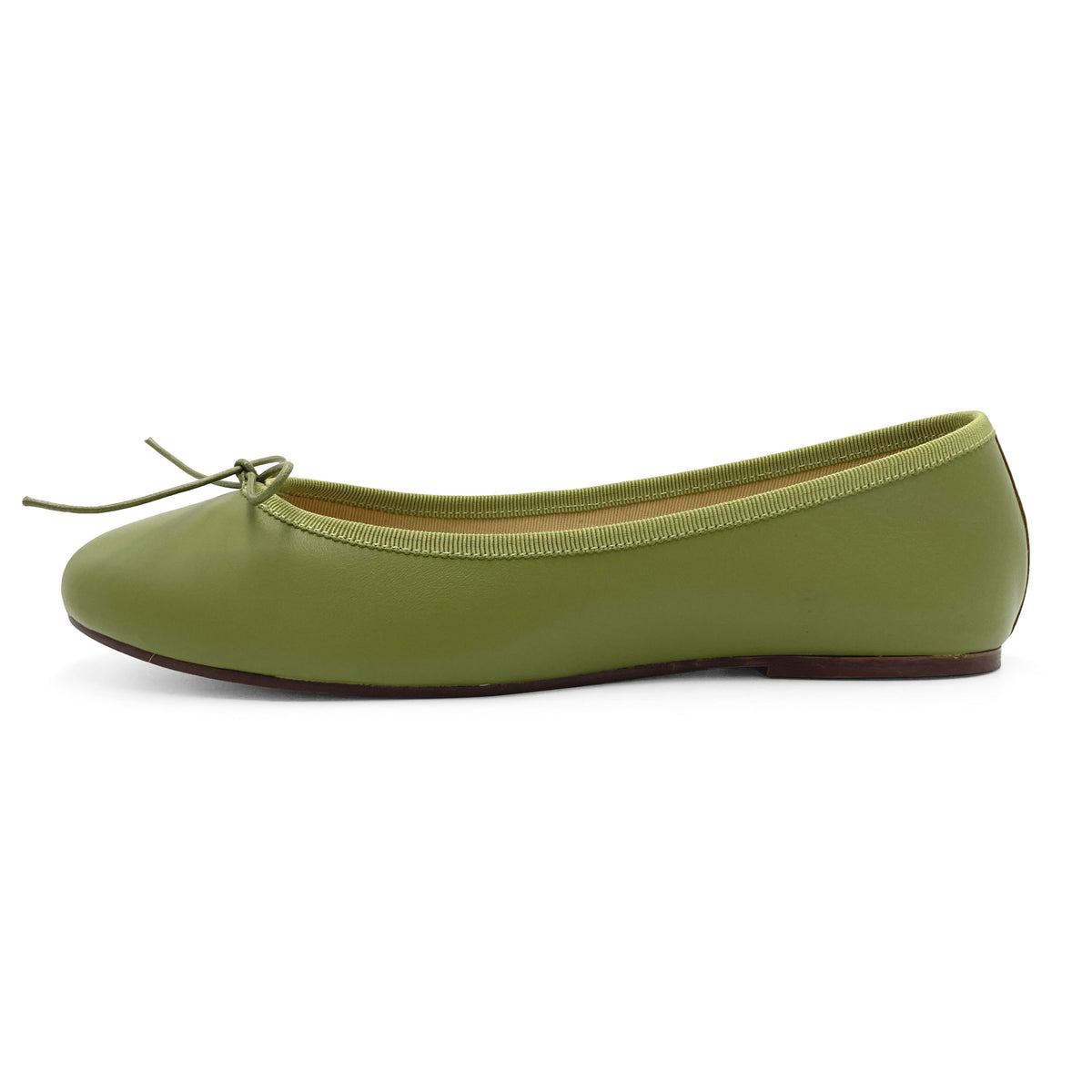 Olivegrüne Ballerinas aus Leder