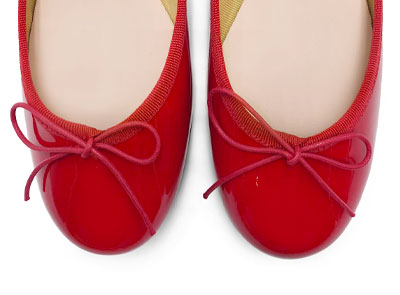 Red patent ballerinas