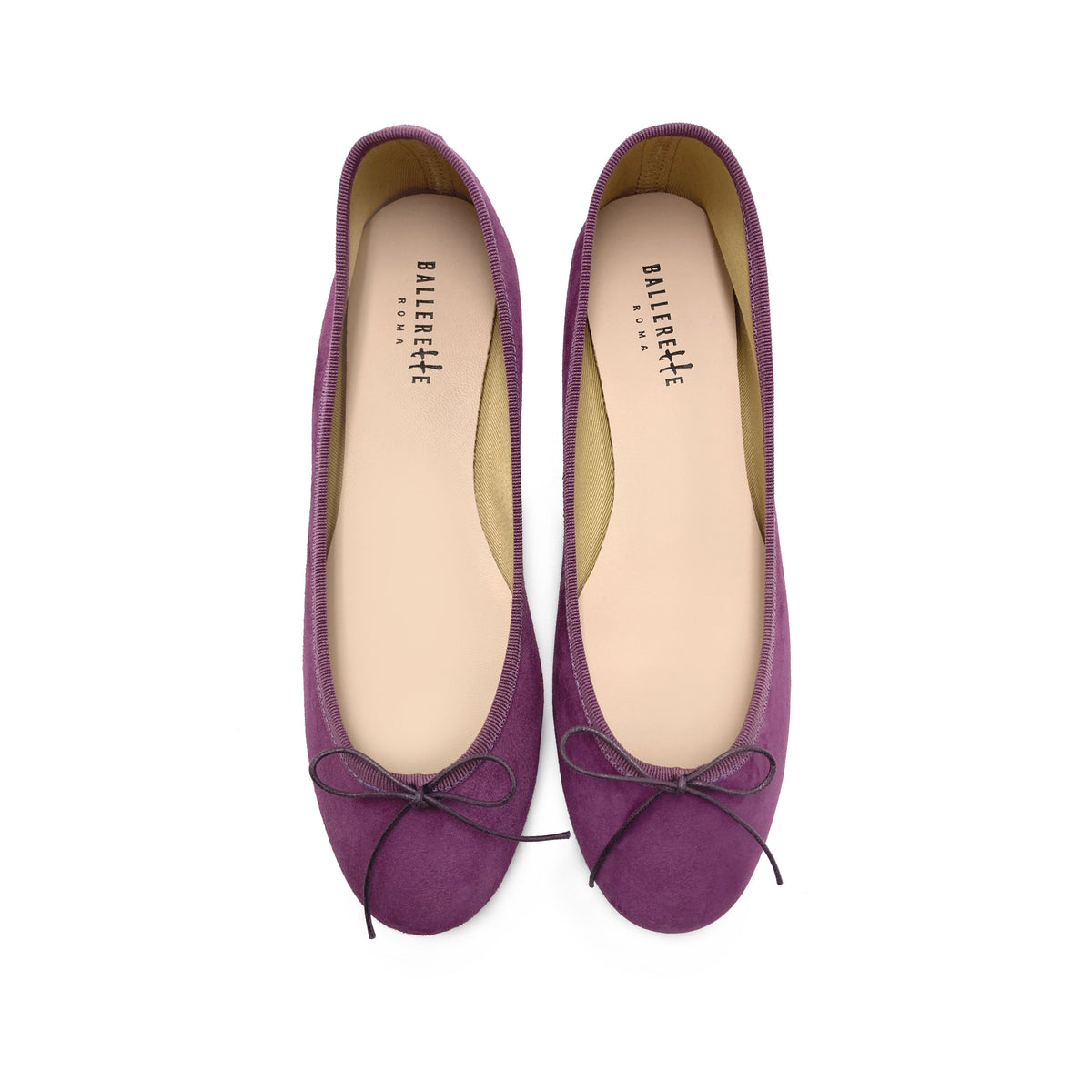 Violette Wildlederballerinas