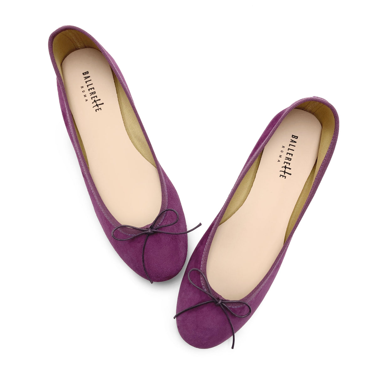 Violette Wildlederballerinas