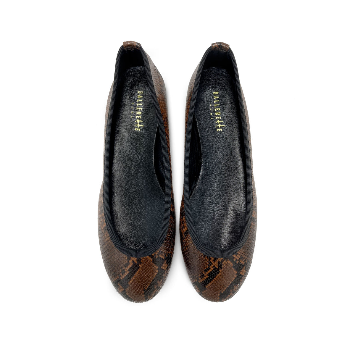 Ballerines en cuir imprimé animalier marron