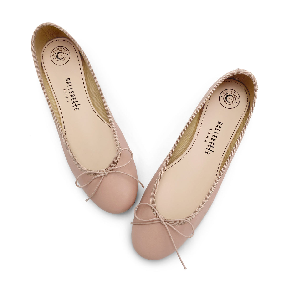Antique pink leather ballet flats