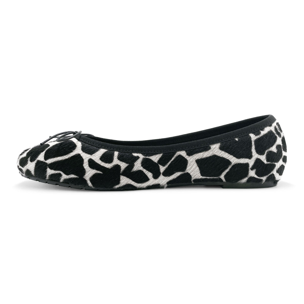 Black and white animal print ballet flats