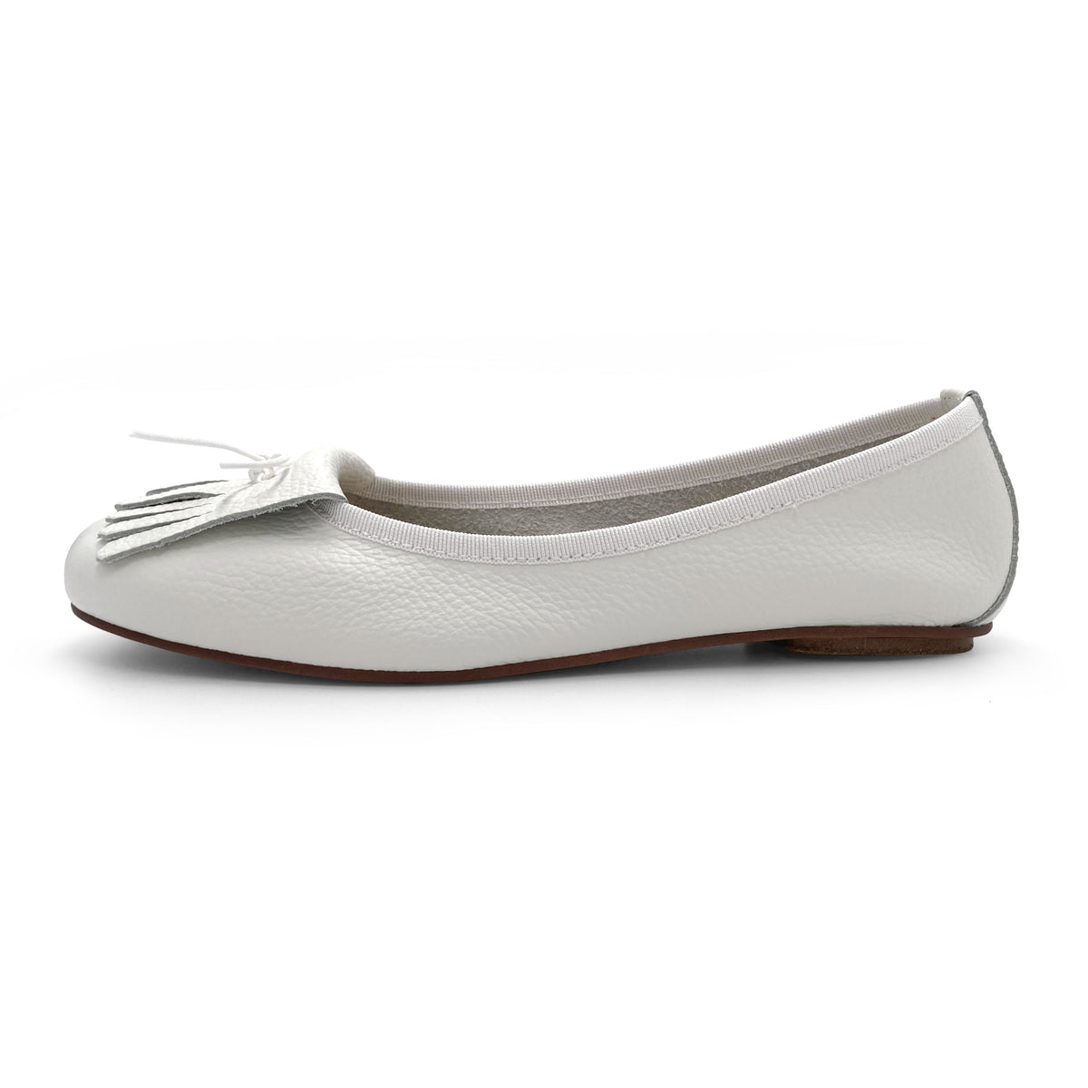 Mocasines de mujer blancos de piel con flecos