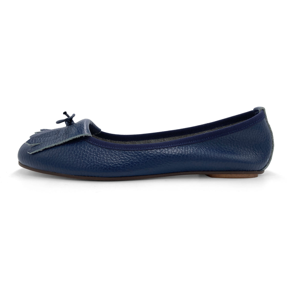 Mocasines de mujer azules de piel con flecos
