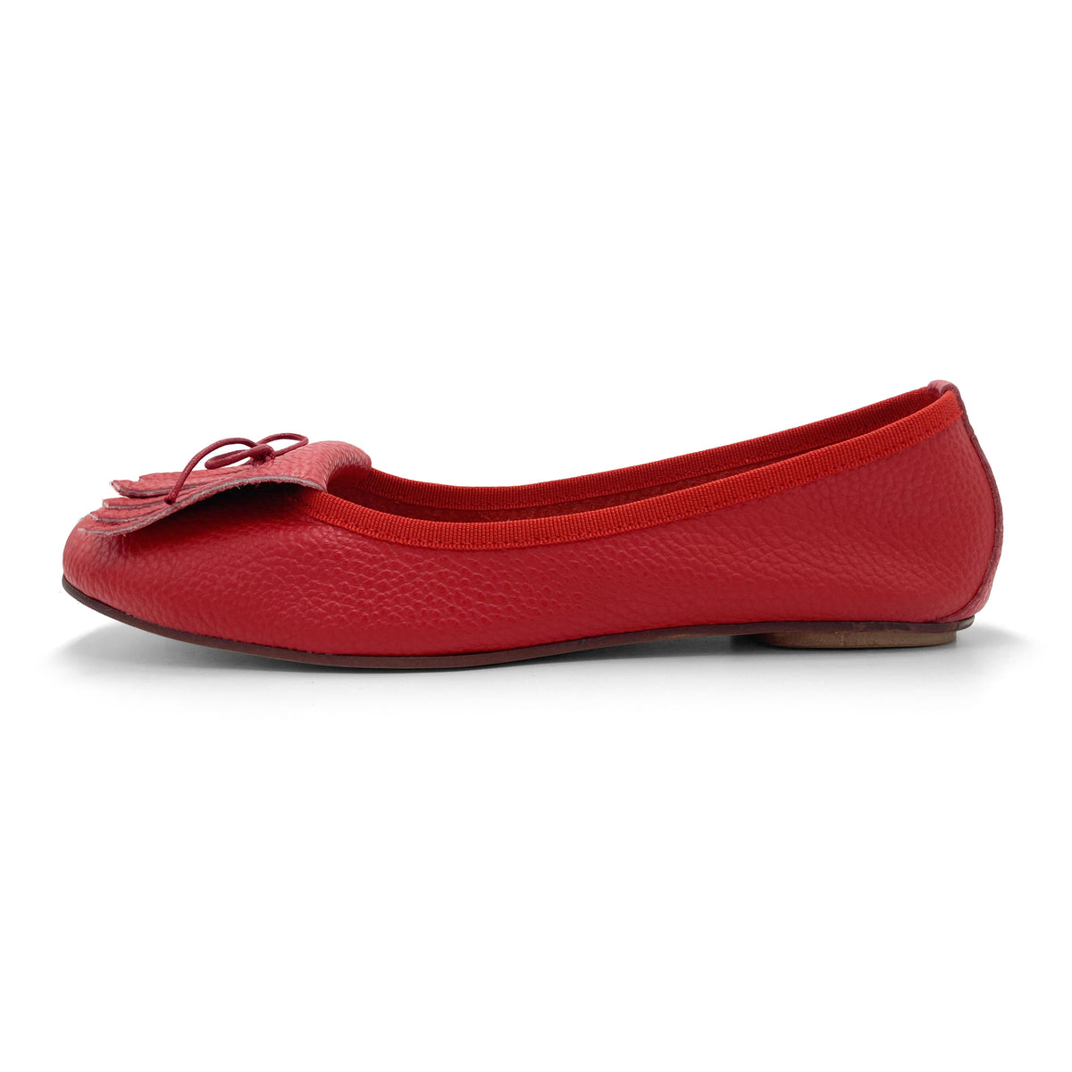 Mocasines de mujer rojos de piel con flecos