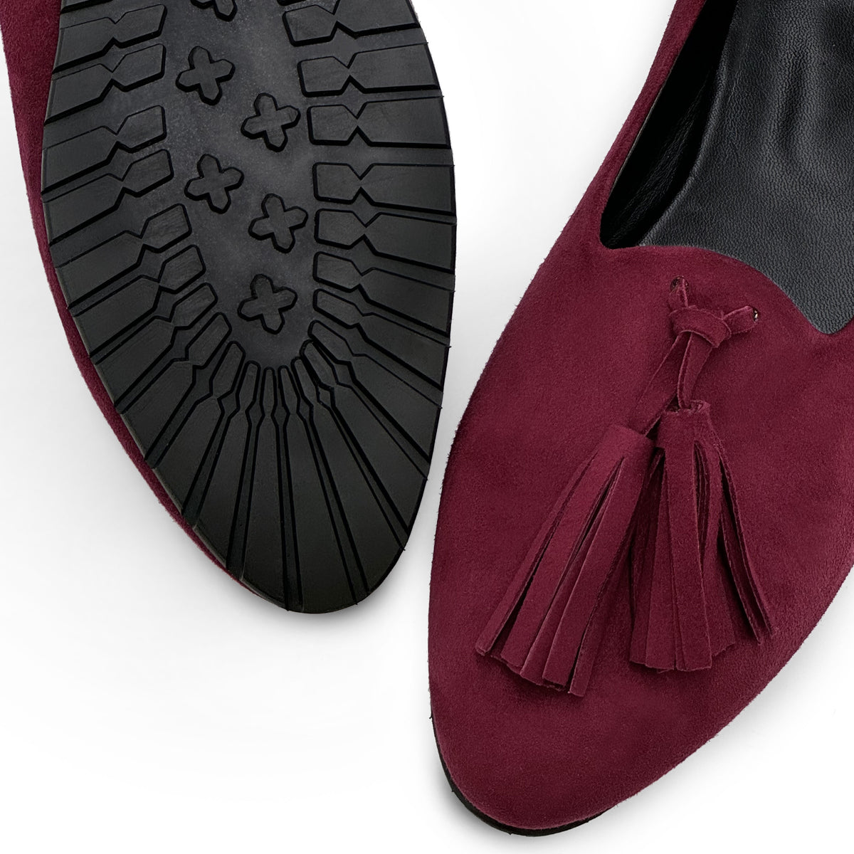 Mocassini donna bordeaux con nappine