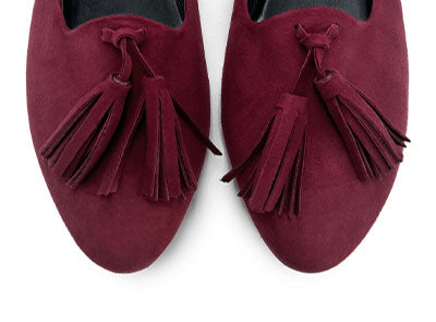 Mocassini donna bordeaux con nappine