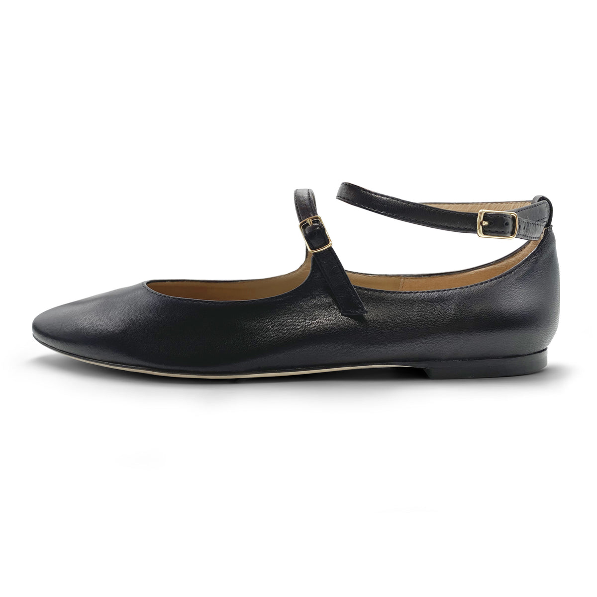 Bailarinas Mary Jane negras con correas