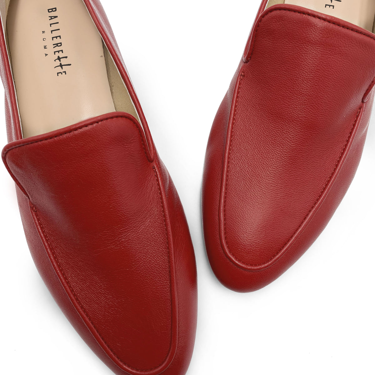 Mocassins femme en cuir rouge