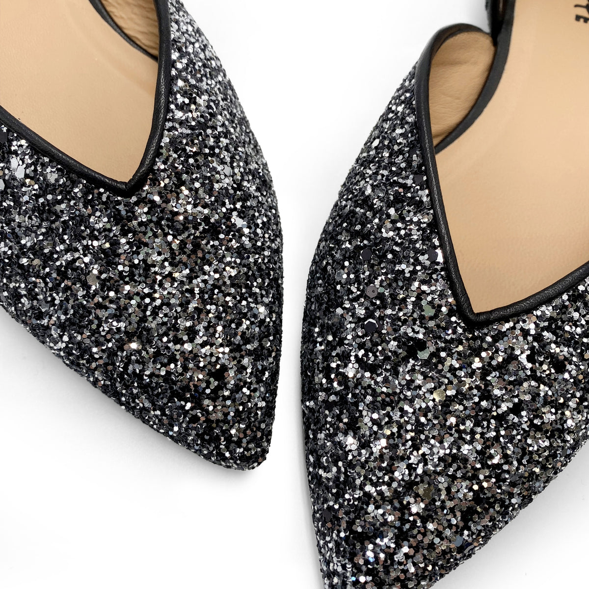 Ballerines ouvertes en paillettes de fer