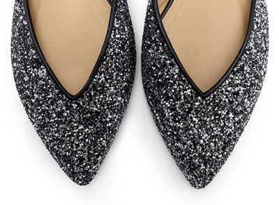Ballerine aperte in glitter ferro
