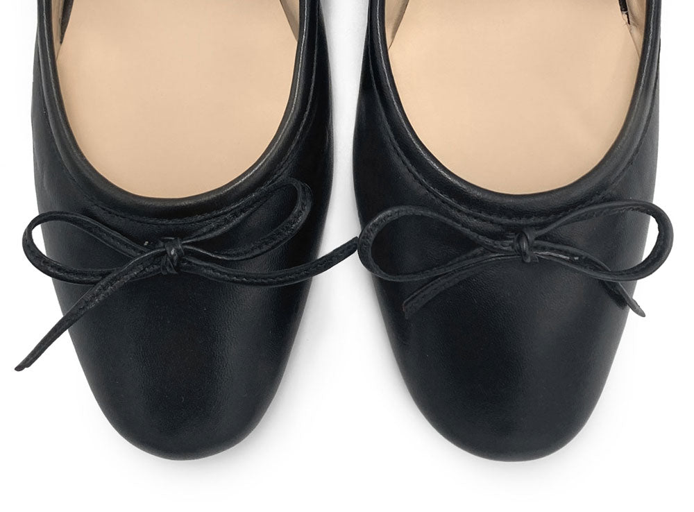 Ballerine sabot nere con lavorazione a sacchetto