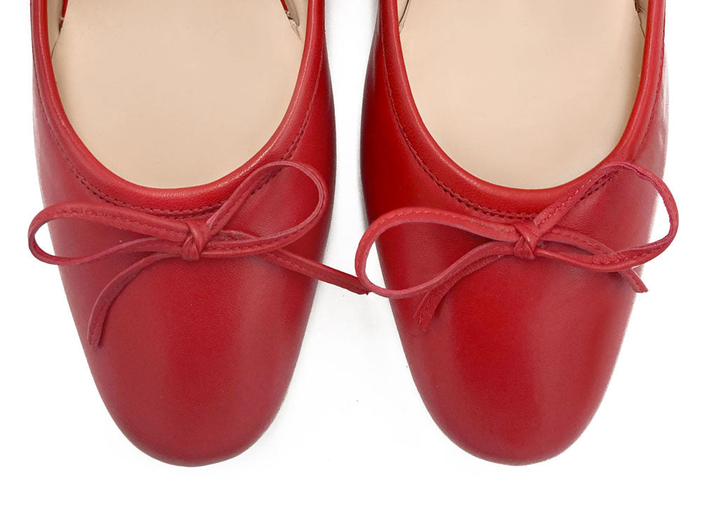 Ballerine sabot rosse con lavorazione a sacchetto