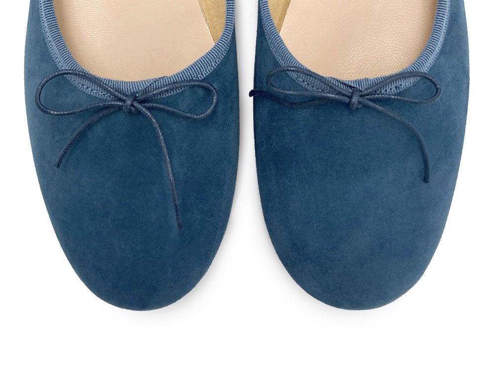 Azurblau "Glove" Ballerinas aus Wildleder