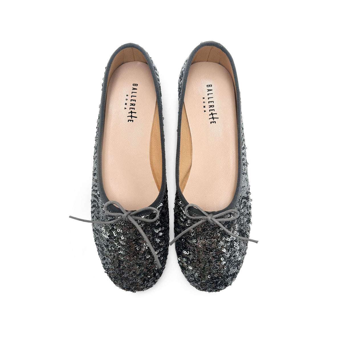 Ballerine accollate con paillettes ferro