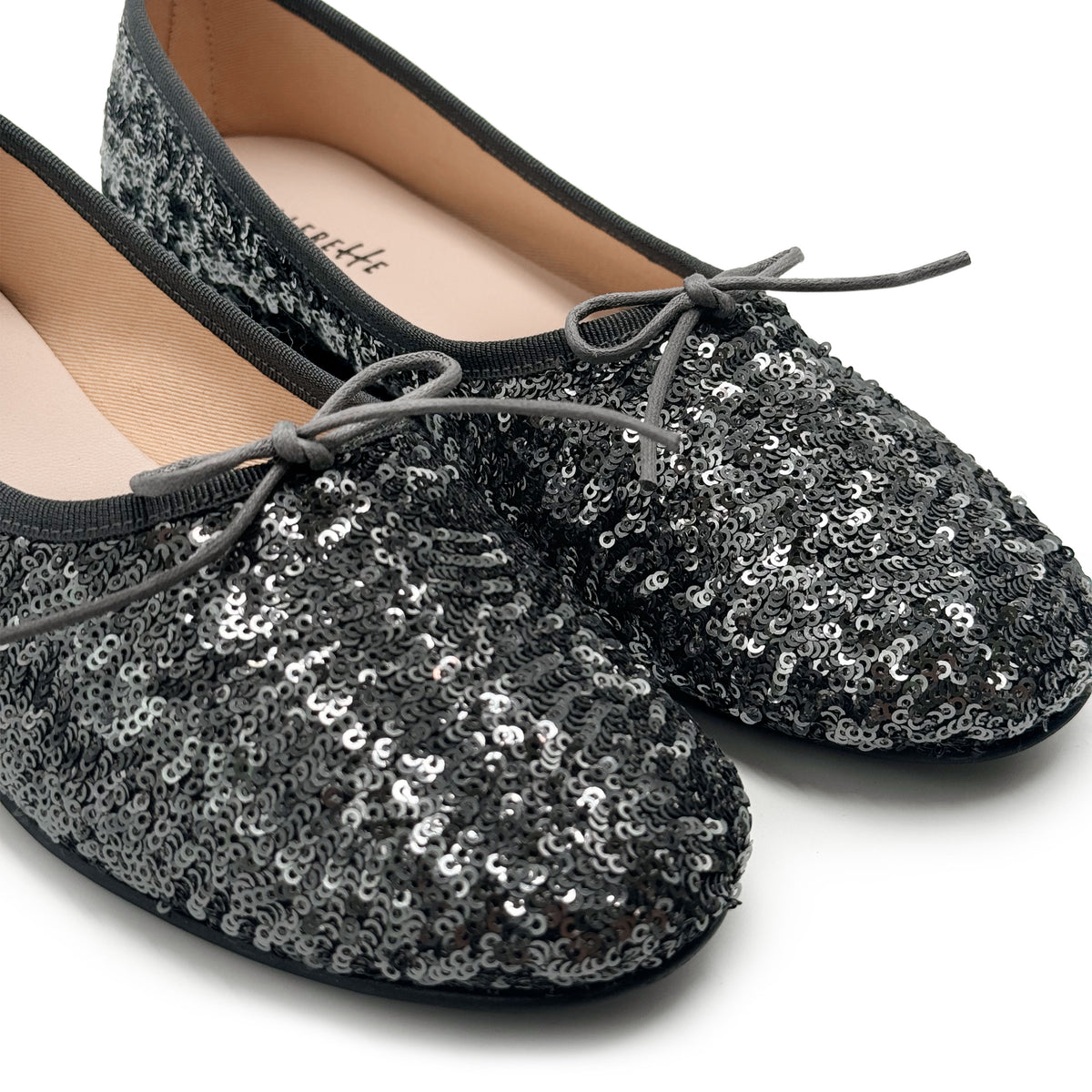Ballerine accollate con paillettes ferro