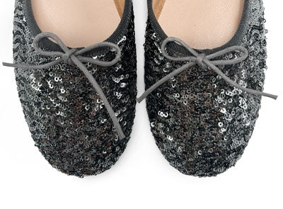 Ballerine accollate con paillettes ferro