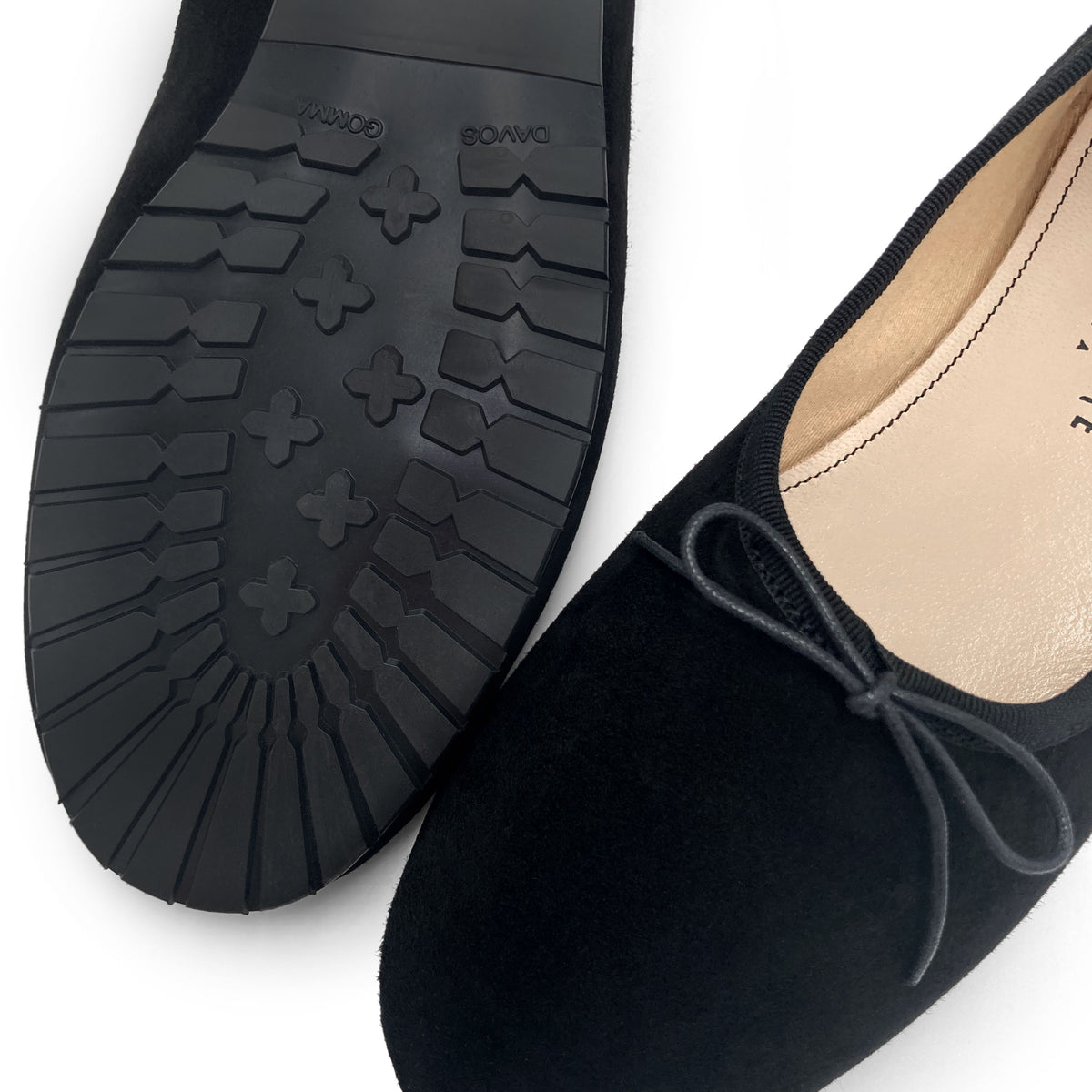 Ballerine "glove shoes" donna nere in camoscio