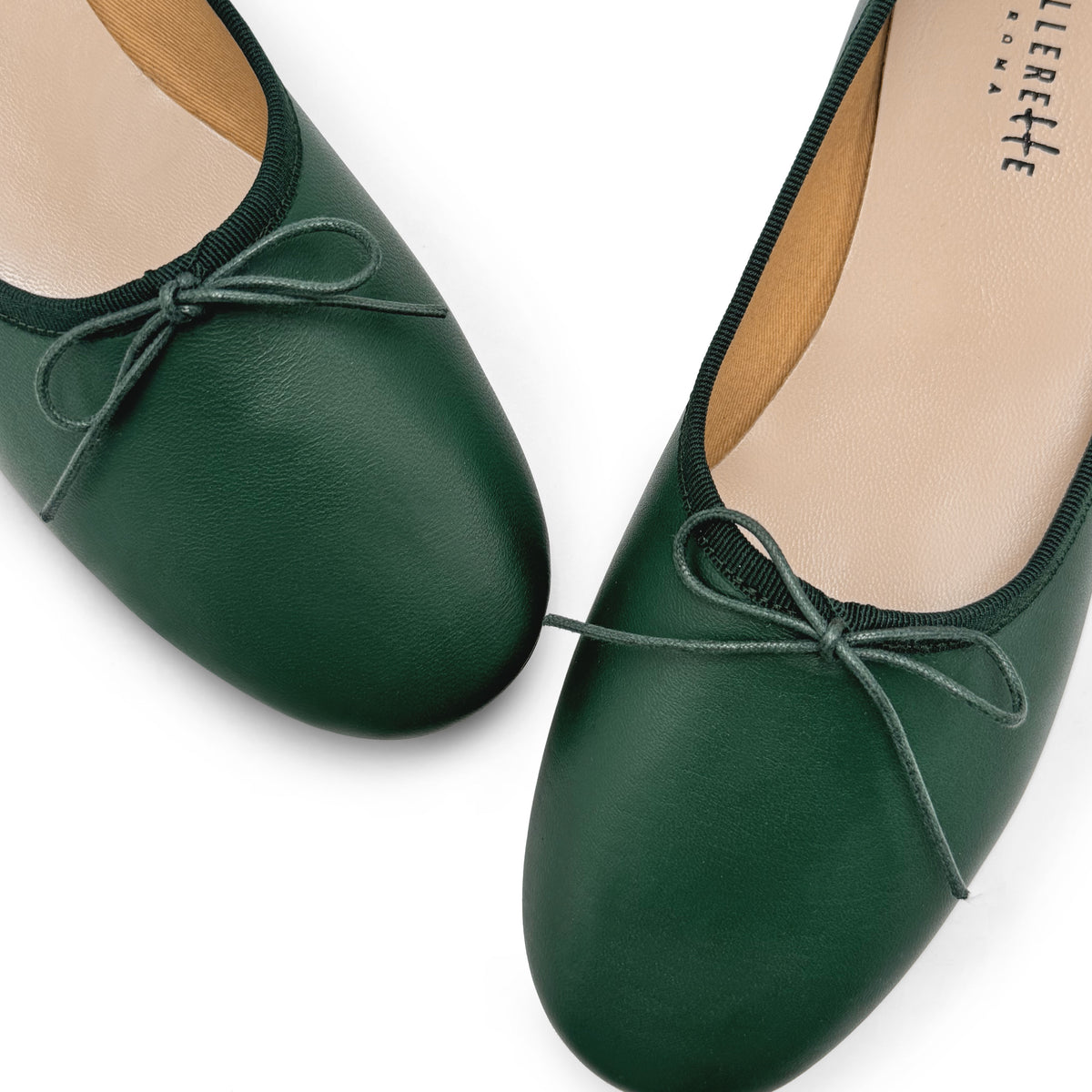 Grüne Leder 'Glove' Ballerinas