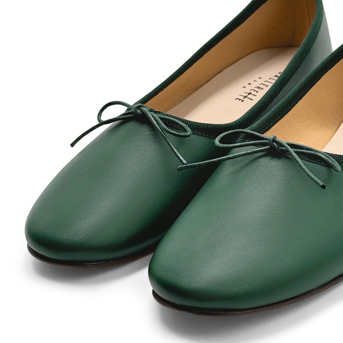 Grüne Leder 'Glove' Ballerinas