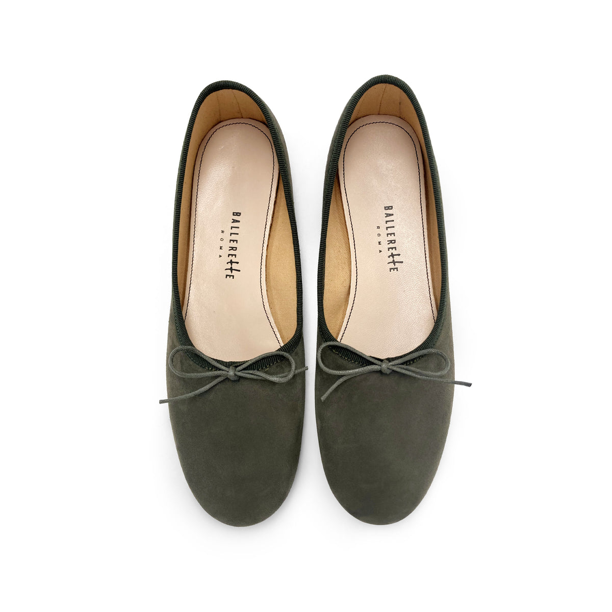 Ballerine "glove shoes" donna verdi oliva in camoscio