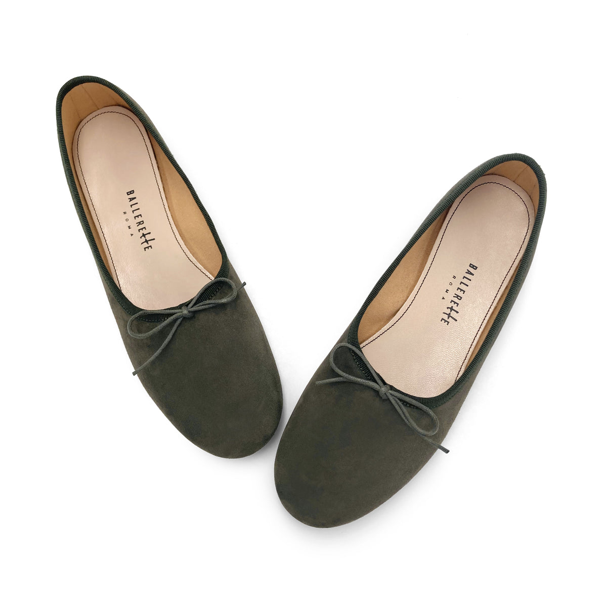 Ballerine "glove shoes" donna verdi oliva in camoscio