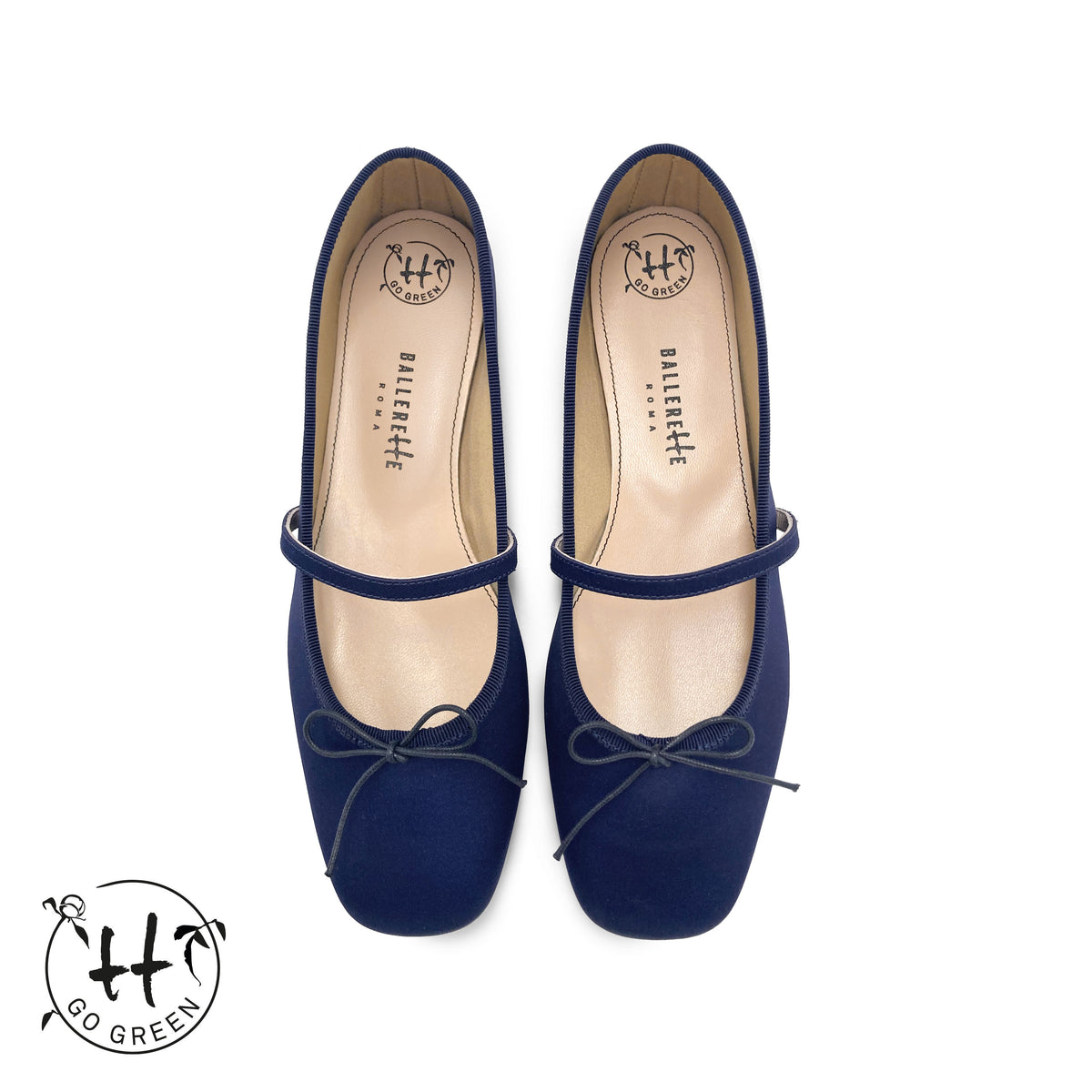 TT GO GREEN Collection - Ballerine Mary Jane blu in raso ECO